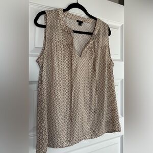 Ann Taylor Sleeveless Geometric Blouse - Tan